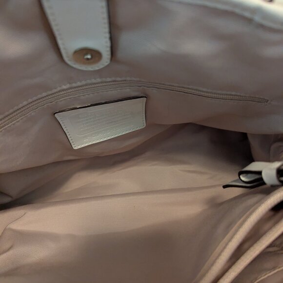 Coach Signature Tan Canvas White Leather Stripe Satchel Bag F31308 - Picture 12 of 14